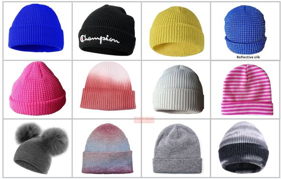Αποδοτικά πλέξιμο 1X1 2X1 2X2 Rib Beanie / Cuff με αντανακλαστικό πλέξιμο καπέλο