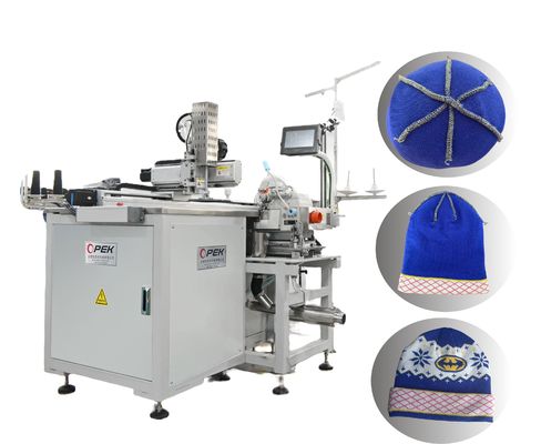Πλήρως αυτόματο πλεκτό Beanie Hat Head Overlock ραπτομηχανή για 300-400pcs / ώρα